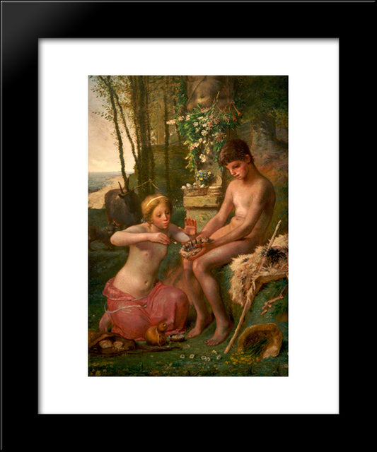 Spring (Daphnis And Chloe) 20x24 Black Modern Wood Framed Art Print Poster by Millet, Jean Francois