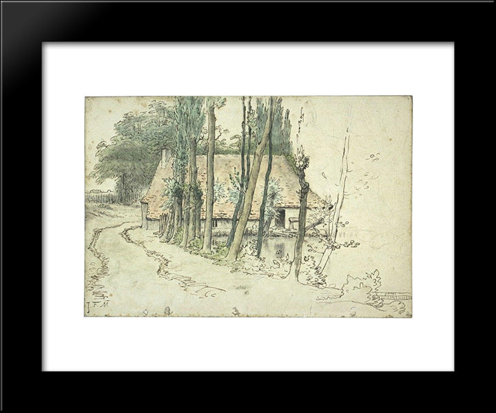 Surroundings Of Vichy, House Near The Water 20x24 Black Modern Wood Framed Art Print Poster by Millet, Jean Francois