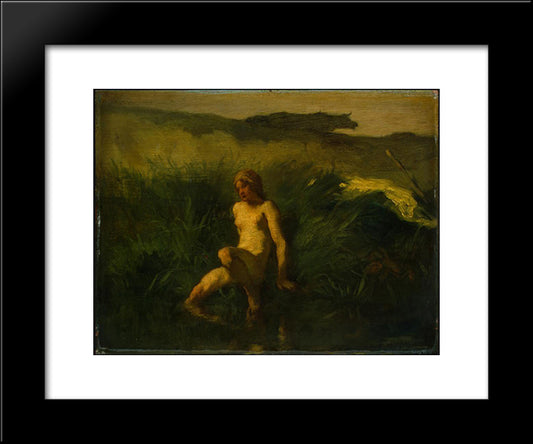 The Bather 20x24 Black Modern Wood Framed Art Print Poster by Millet, Jean Francois