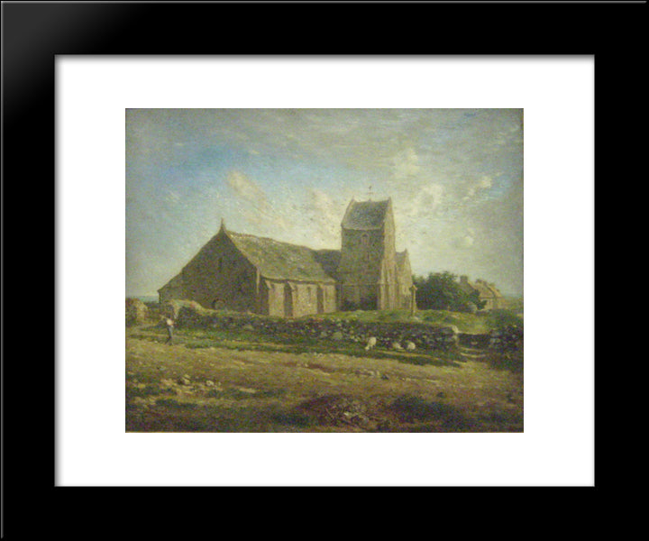 The Church Of Greville 20x24 Black Modern Wood Framed Art Print Poster by Millet, Jean Francois