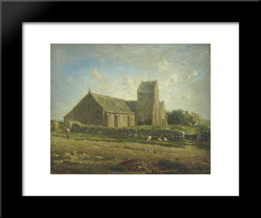 The Church Of Greville 20x24 Black Modern Wood Framed Art Print Poster by Millet, Jean Francois