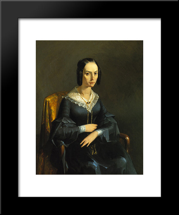 The Comtesse Of Valmont 20x24 Black Modern Wood Framed Art Print Poster by Millet, Jean Francois