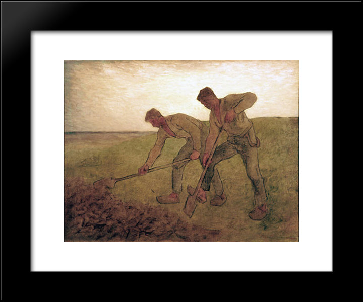 The Diggers 20x24 Black Modern Wood Framed Art Print Poster by Millet, Jean Francois