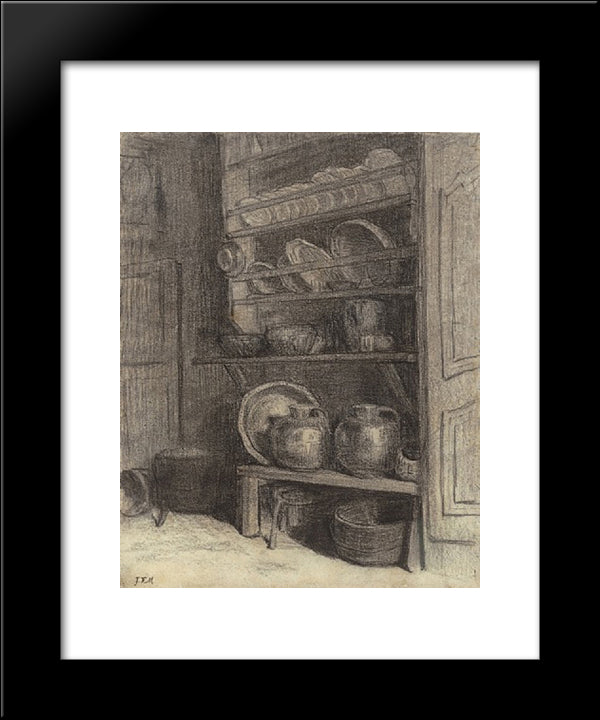 The Dresser In Gruchy 20x24 Black Modern Wood Framed Art Print Poster by Millet, Jean Francois