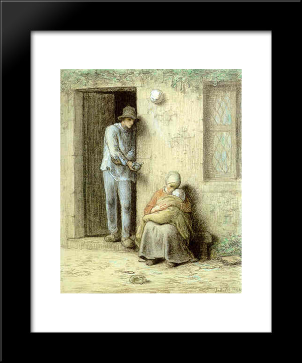 The Infant (The Sick Child) 20x24 Black Modern Wood Framed Art Print Poster by Millet, Jean Francois