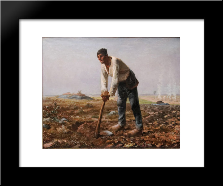 The Man With The Hoe 20x24 Black Modern Wood Framed Art Print Poster by Millet, Jean Francois