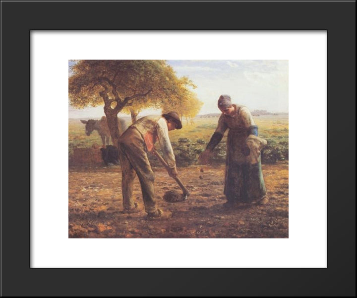 The Potato Growers 20x24 Black Modern Wood Framed Art Print Poster by Millet, Jean Francois