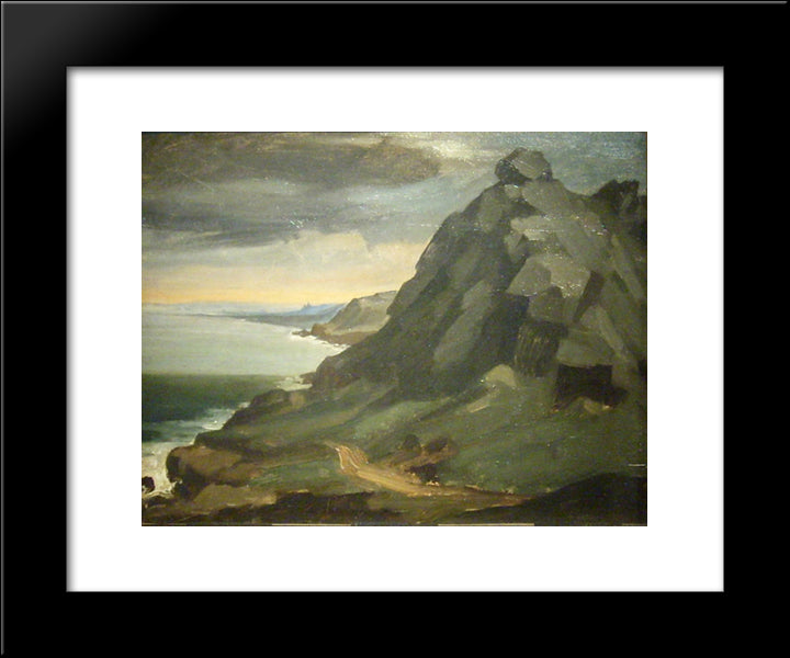 The Rock Of Castel Vendon 20x24 Black Modern Wood Framed Art Print Poster by Millet, Jean Francois