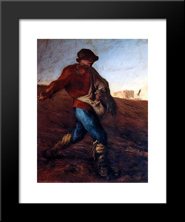 The Sower 20x24 Black Modern Wood Framed Art Print Poster by Millet, Jean Francois