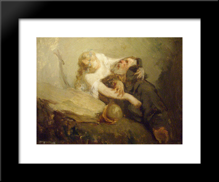 The Temptation Of St. Anthony 20x24 Black Modern Wood Framed Art Print Poster by Millet, Jean Francois