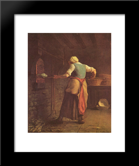 Woman Baking Bread 20x24 Black Modern Wood Framed Art Print Poster by Millet, Jean Francois
