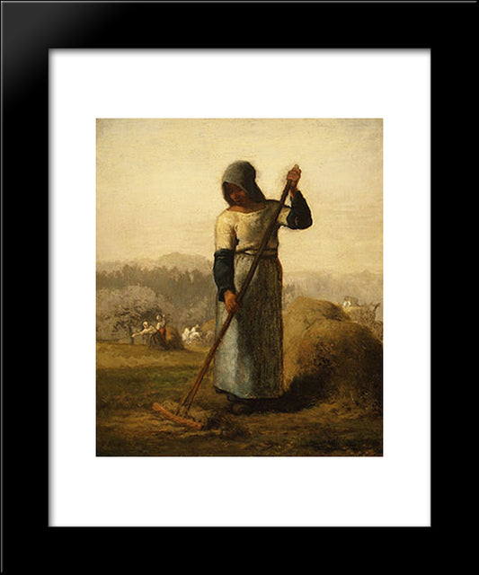 Woman With A Rake 20x24 Black Modern Wood Framed Art Print Poster by Millet, Jean Francois