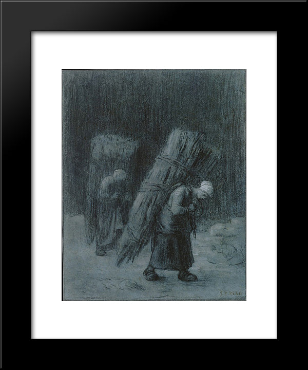 Women Carrying Faggots 20x24 Black Modern Wood Framed Art Print Poster by Millet, Jean Francois