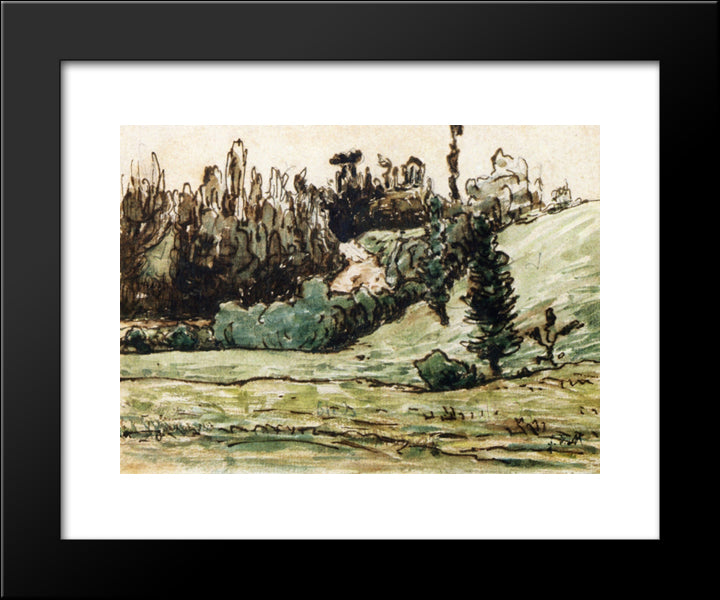 Wooded Hillside Near Vichy 20x24 Black Modern Wood Framed Art Print Poster by Millet, Jean Francois