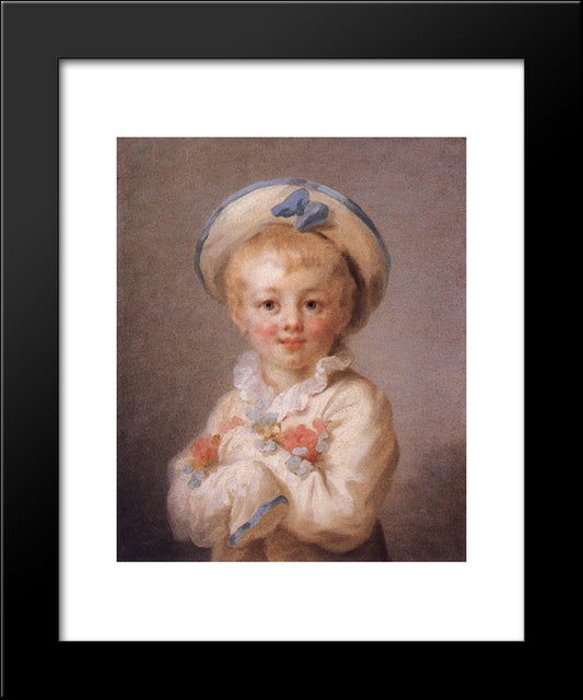 A Boy As Pierrot 20x24 Black Modern Wood Framed Art Print Poster by Fragonard, Jean Honore