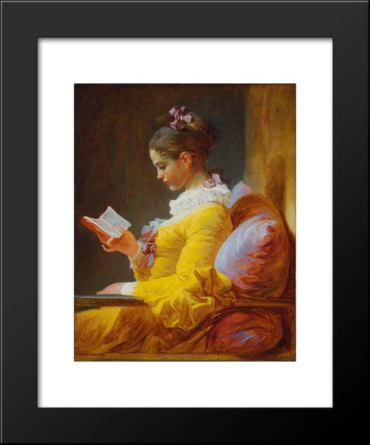 A Young Girl Reading 20x24 Black Modern Wood Framed Art Print Poster by Fragonard, Jean Honore