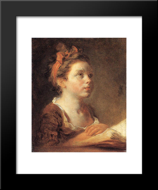 A Young Scholar 20x24 Black Modern Wood Framed Art Print Poster by Fragonard, Jean Honore