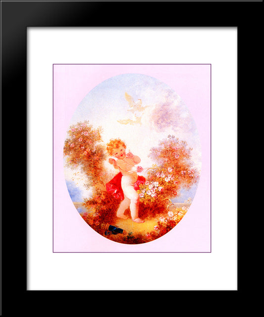 Cupid Between The Roses 20x24 Black Modern Wood Framed Art Print Poster by Fragonard, Jean Honore