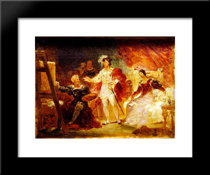 Francois The Ist In The Studio Of Rosso 20x24 Black Modern Wood Framed Art Print Poster by Fragonard, Jean Honore