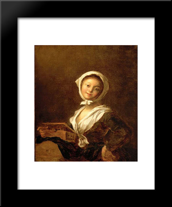 Girl With A Marmot 20x24 Black Modern Wood Framed Art Print Poster by Fragonard, Jean Honore