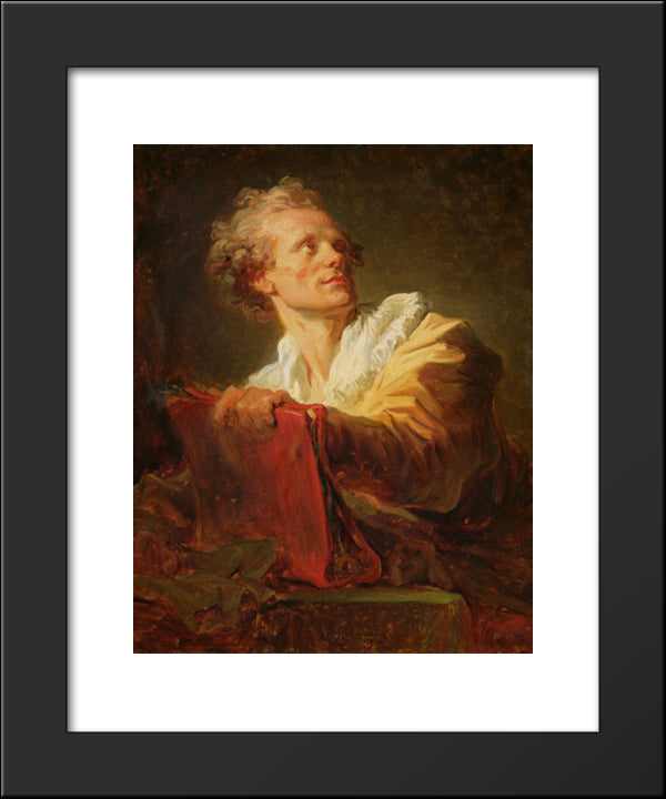 Portrait Of A Young Artist, Presumed To Be Jacques Andre Naigeon 20x24 Black Modern Wood Framed Art Print Poster by Fragonard, Jean Honore