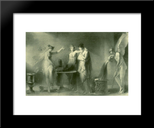 Psyche And Her Two Sisters 20x24 Black Modern Wood Framed Art Print Poster by Fragonard, Jean Honore