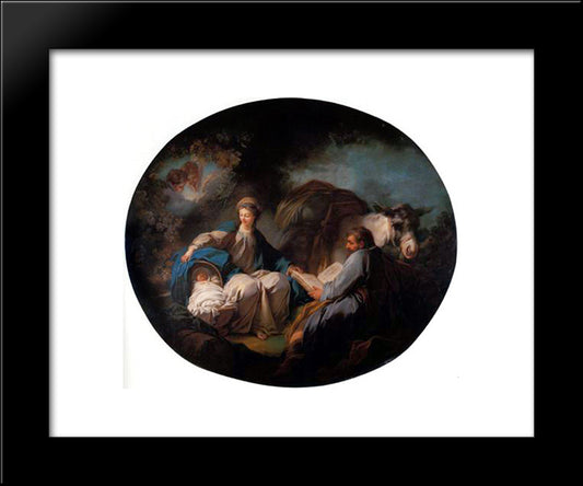 Rest On The Flight Into Egypt 20x24 Black Modern Wood Framed Art Print Poster by Fragonard, Jean Honore