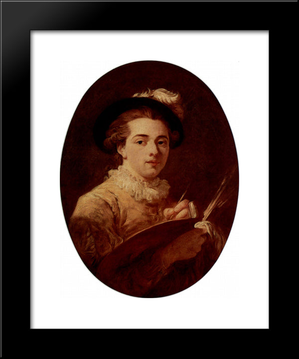 Self-Portrait 20x24 Black Modern Wood Framed Art Print Poster by Fragonard, Jean Honore