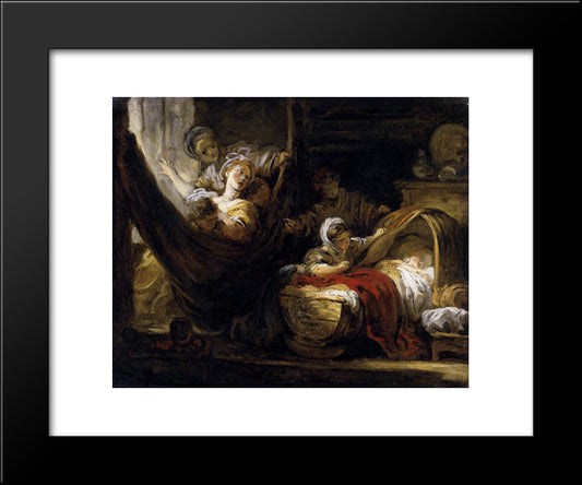 The Cradle 20x24 Black Modern Wood Framed Art Print Poster by Fragonard, Jean Honore