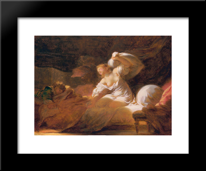 The Fight Unnecessary 20x24 Black Modern Wood Framed Art Print Poster by Fragonard, Jean Honore