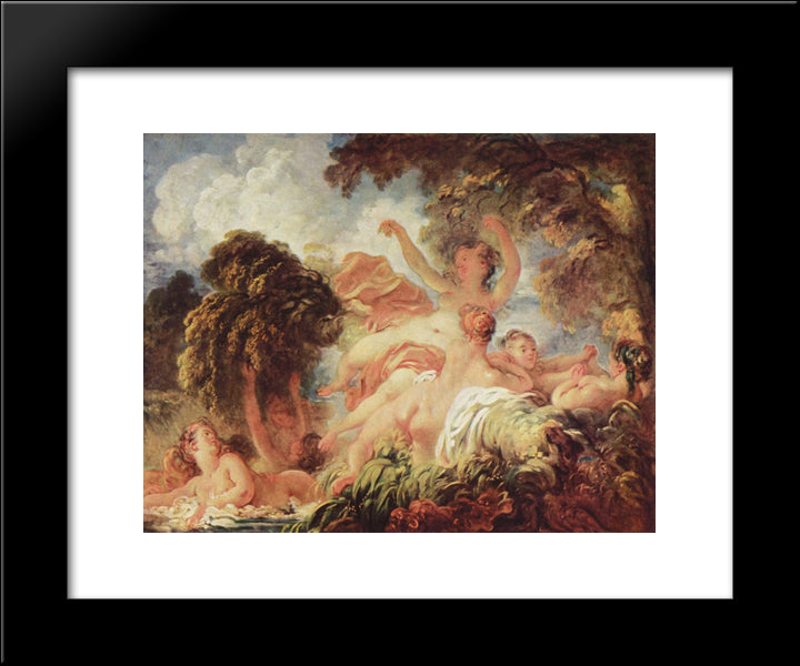 The Bathers 20x24 Black Modern Wood Framed Art Print Poster by Fragonard, Jean Honore