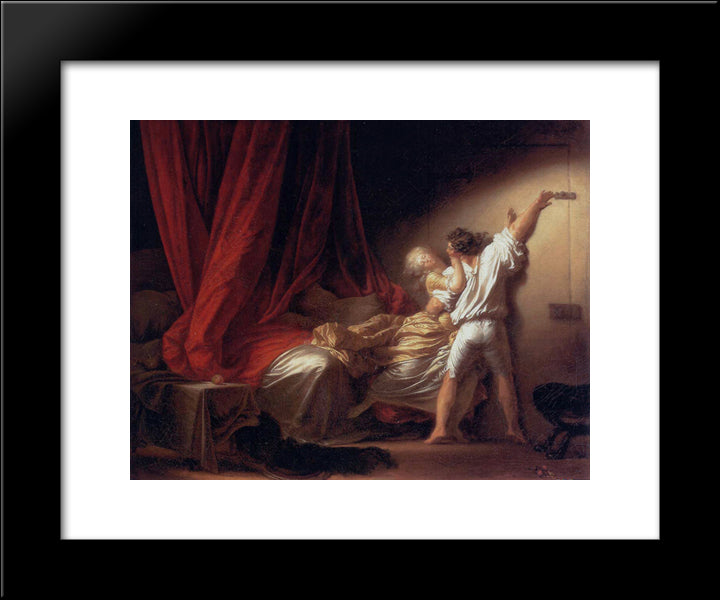 The Bolt 20x24 Black Modern Wood Framed Art Print Poster by Fragonard, Jean Honore