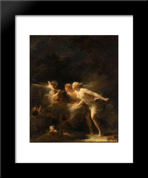 The Fountain Of Love 20x24 Black Modern Wood Framed Art Print Poster by Fragonard, Jean Honore