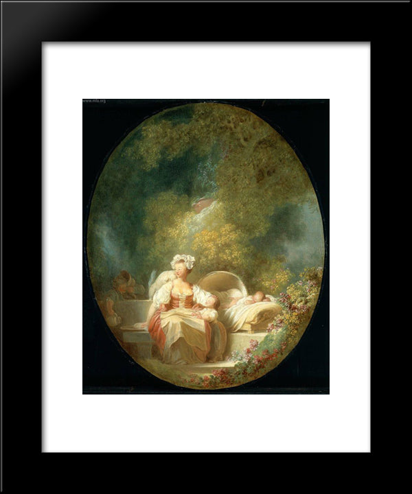 The Good Mother 20x24 Black Modern Wood Framed Art Print Poster by Fragonard, Jean Honore