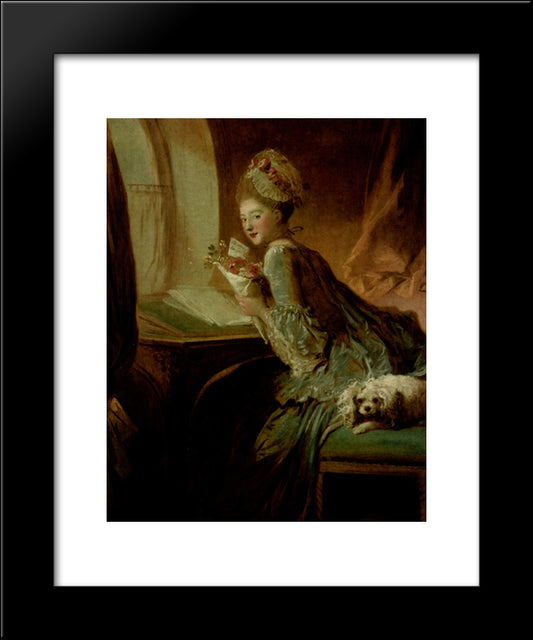 The Love Letter 20x24 Black Modern Wood Framed Art Print Poster by Fragonard, Jean Honore