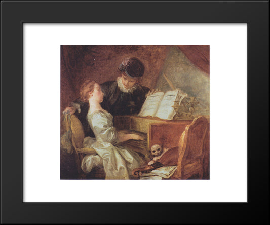 The Music Lesson 20x24 Black Modern Wood Framed Art Print Poster by Fragonard, Jean Honore