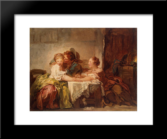 The Prize Of A Kiss 20x24 Black Modern Wood Framed Art Print Poster by Fragonard, Jean Honore