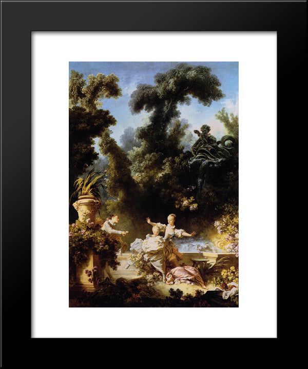 The Progress Of Love The Pursuit 20x24 Black Modern Wood Framed Art Print Poster by Fragonard, Jean Honore