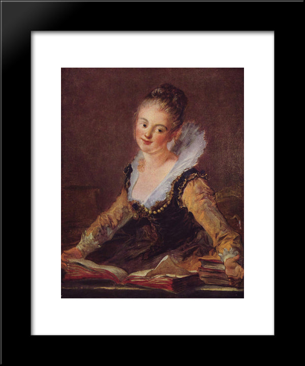 The Reader 20x24 Black Modern Wood Framed Art Print Poster by Fragonard, Jean Honore