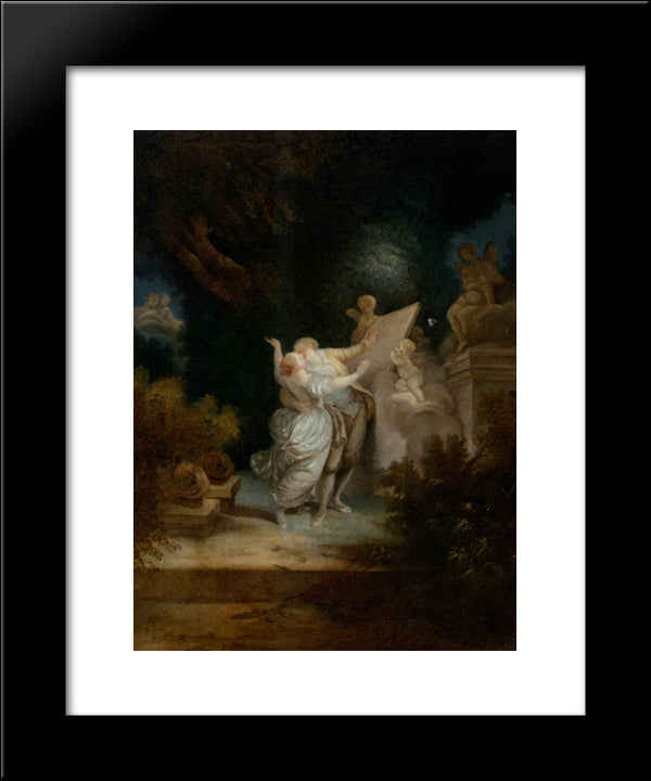 The Sermon Of Love 20x24 Black Modern Wood Framed Art Print Poster by Fragonard, Jean Honore