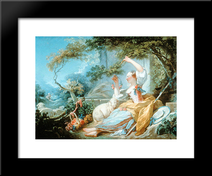 The Shepherdess 20x24 Black Modern Wood Framed Art Print Poster by Fragonard, Jean Honore