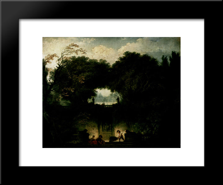 The Small Park 20x24 Black Modern Wood Framed Art Print Poster by Fragonard, Jean Honore