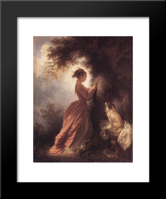 The Souvenir 20x24 Black Modern Wood Framed Art Print Poster by Fragonard, Jean Honore