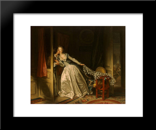 The Stolen Kiss 20x24 Black Modern Wood Framed Art Print Poster by Fragonard, Jean Honore