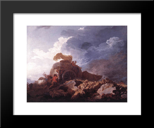 The Storm 20x24 Black Modern Wood Framed Art Print Poster by Fragonard, Jean Honore