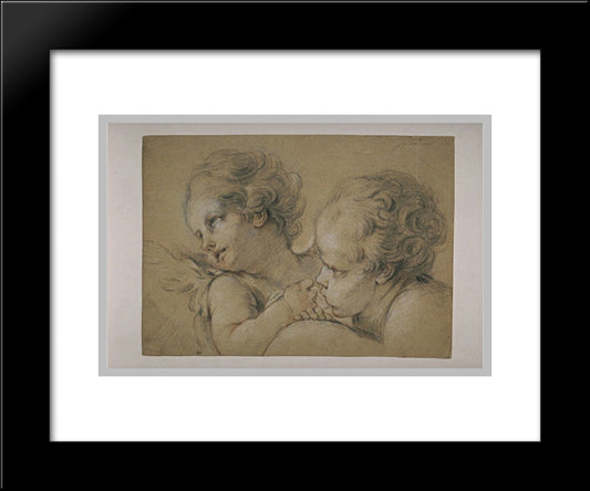 Two Heads Danger 20x24 Black Modern Wood Framed Art Print Poster by Fragonard, Jean Honore