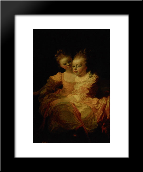 Two Sisters 20x24 Black Modern Wood Framed Art Print Poster by Fragonard, Jean Honore