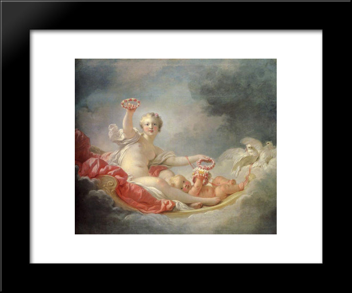 Venus And Cupid (The Day) 20x24 Black Modern Wood Framed Art Print Poster by Fragonard, Jean Honore