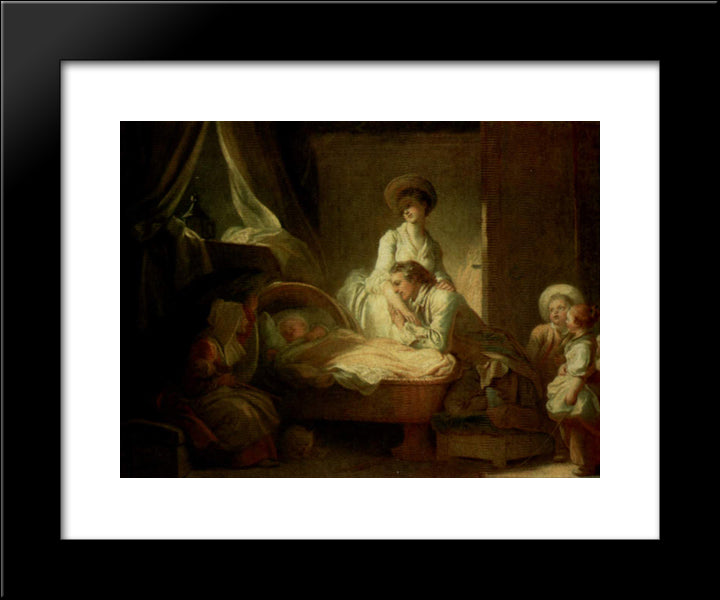 Visit To The Nurse 20x24 Black Modern Wood Framed Art Print Poster by Fragonard, Jean Honore