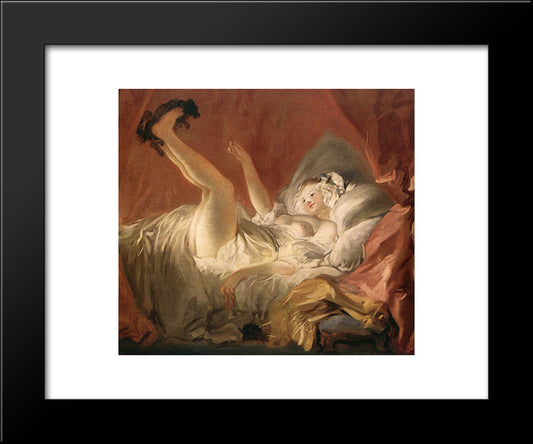 Young Woman Playing With A Dog 20x24 Black Modern Wood Framed Art Print Poster by Fragonard, Jean Honore